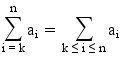 sum(a_i, i, k, n) = sum(a_i, k <= i <= n)